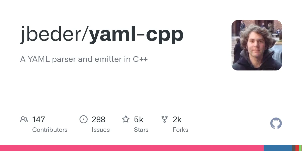 GitHub repository for yaml-cpp.