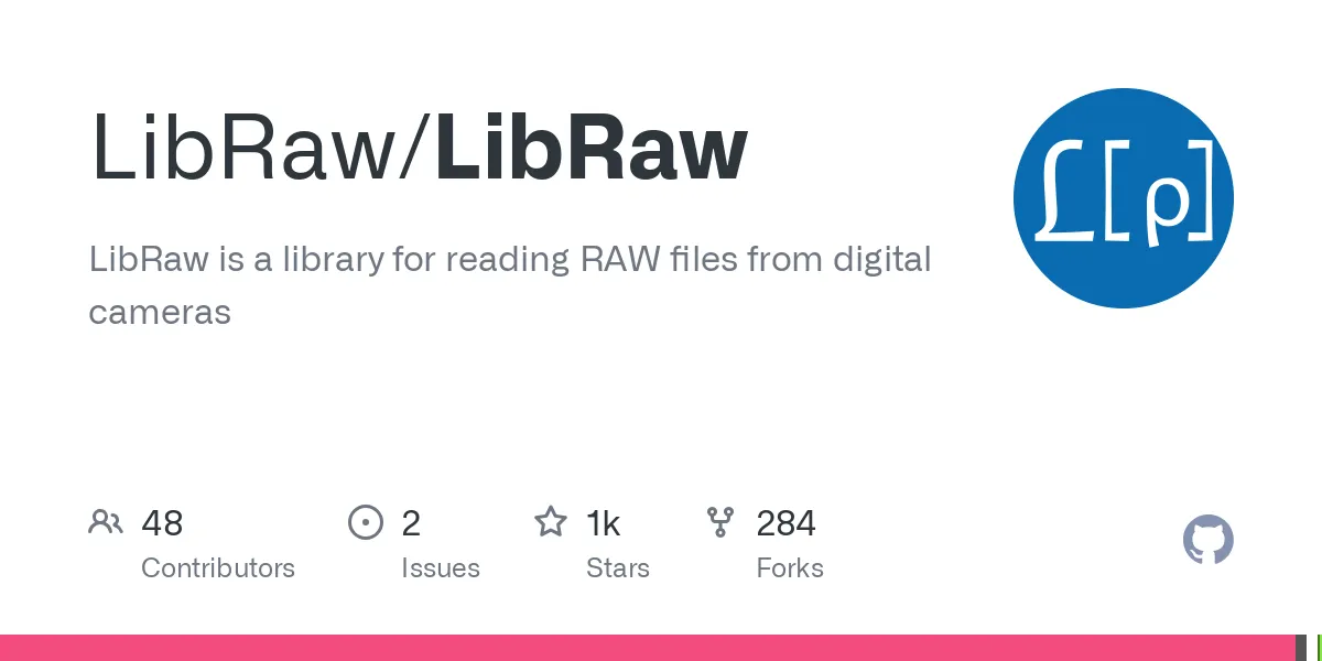 GitHub repository for LibRaw.