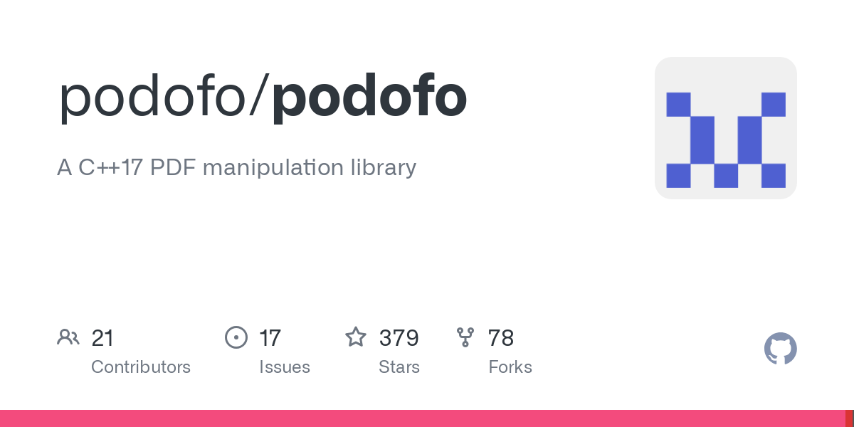 The PoDoFo repository on GitHub.