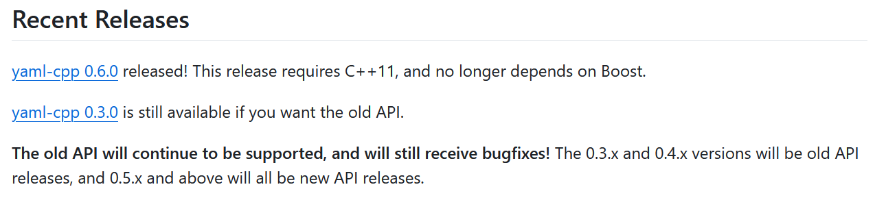 Different versions for yamll-cpp